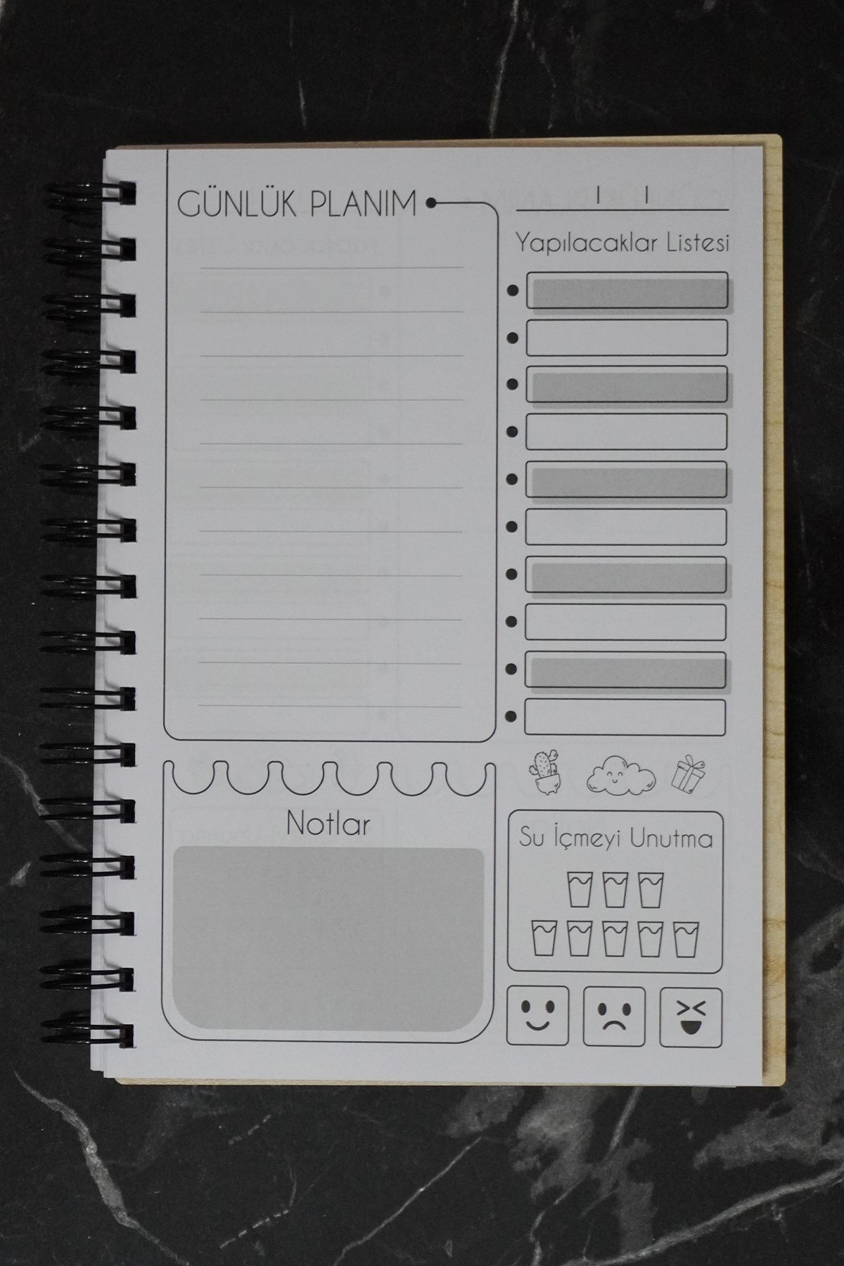markcat-Caiet de planificare din lemn cu design fluture - Agenda nedatat - Planificator zilnic - Caiet de planificare A5 4