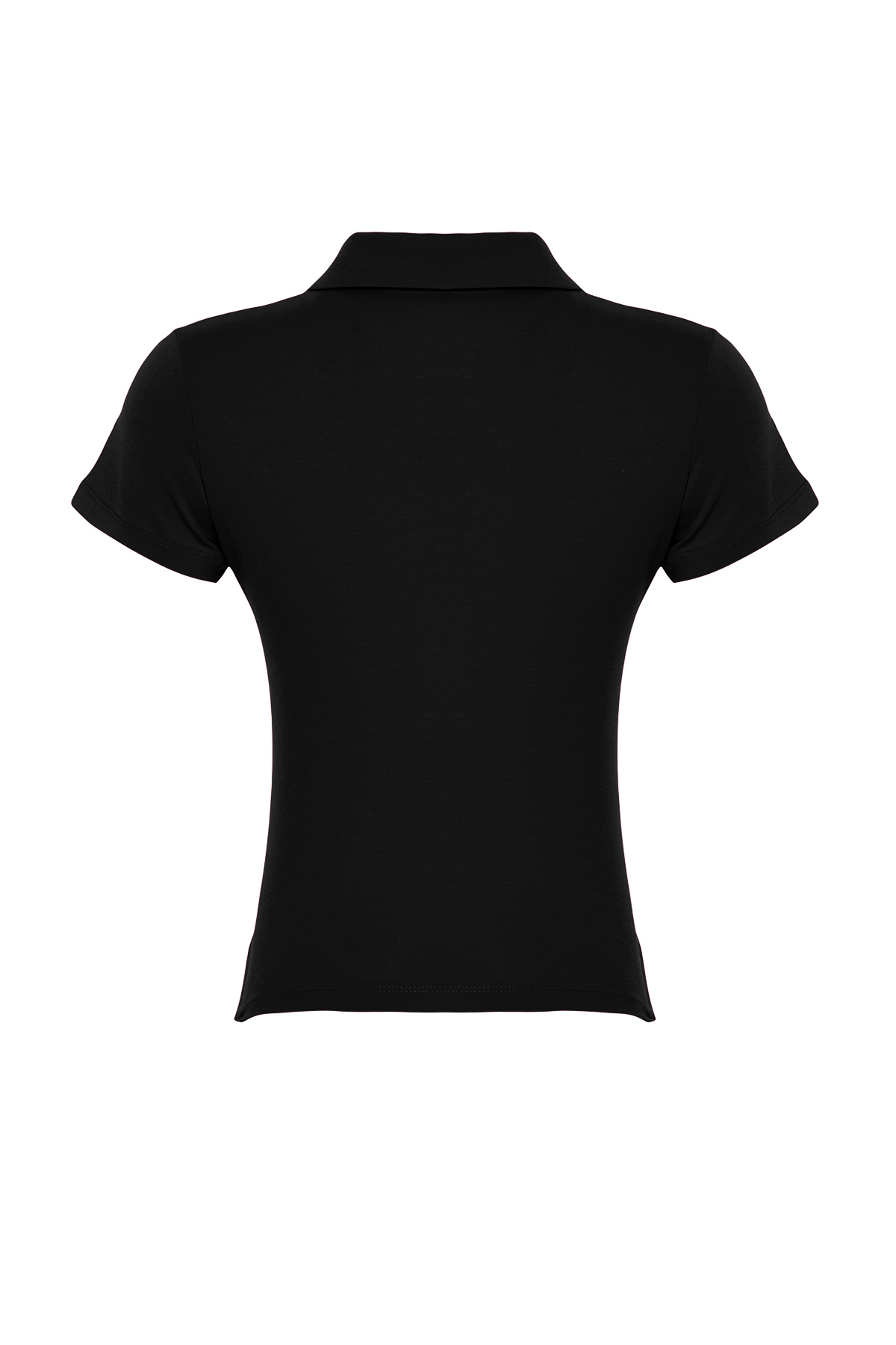 Trendyolmilla  Siyah Regular/Normal Kalıp Polo Yaka Büzgü/Drape Detaylı Fermuarlı Örme Bluz TWOSS24BZ00501 - Görsel 8