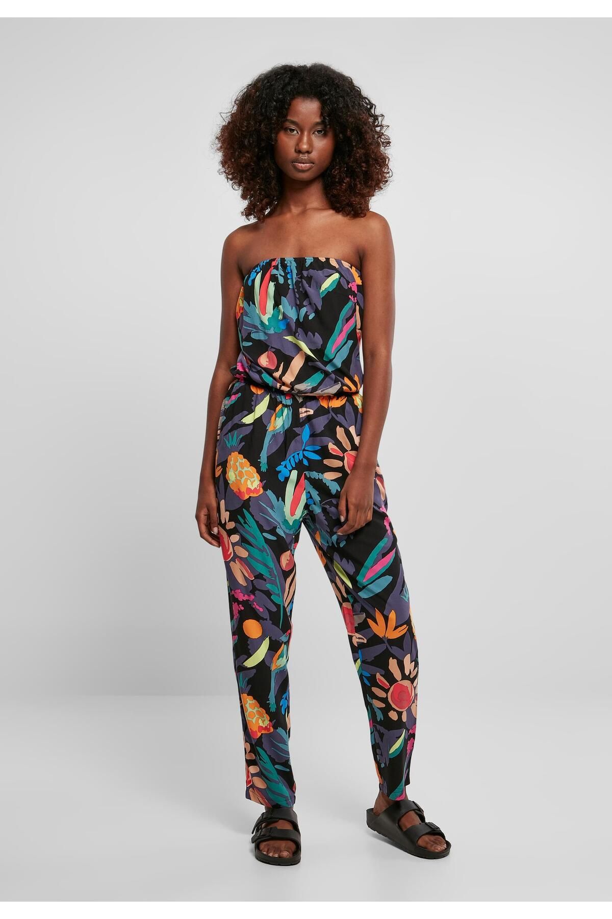 Urban Classics-Damen Kadın Viskon Bandeau Tulum 4