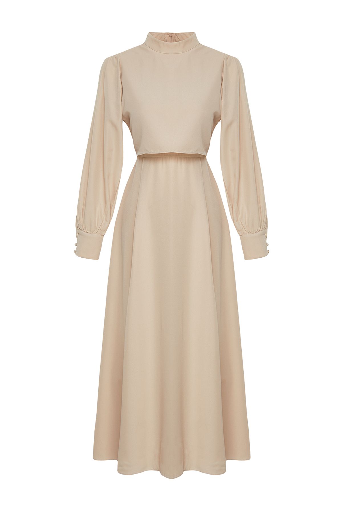 Trendyol Modest-Beiges, gewebtes Kleid mit Aller Piece-Details TCTSS24EB00190 7