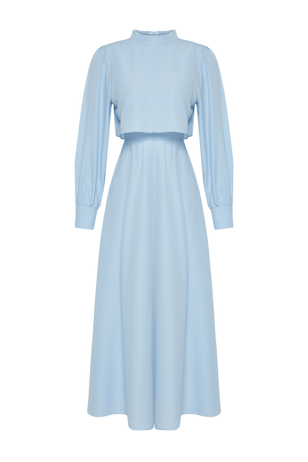 Trendyol Modest-Hellblaues, detailliertes, gewebtes Kleid von Aller TCTSS24EB00190 7