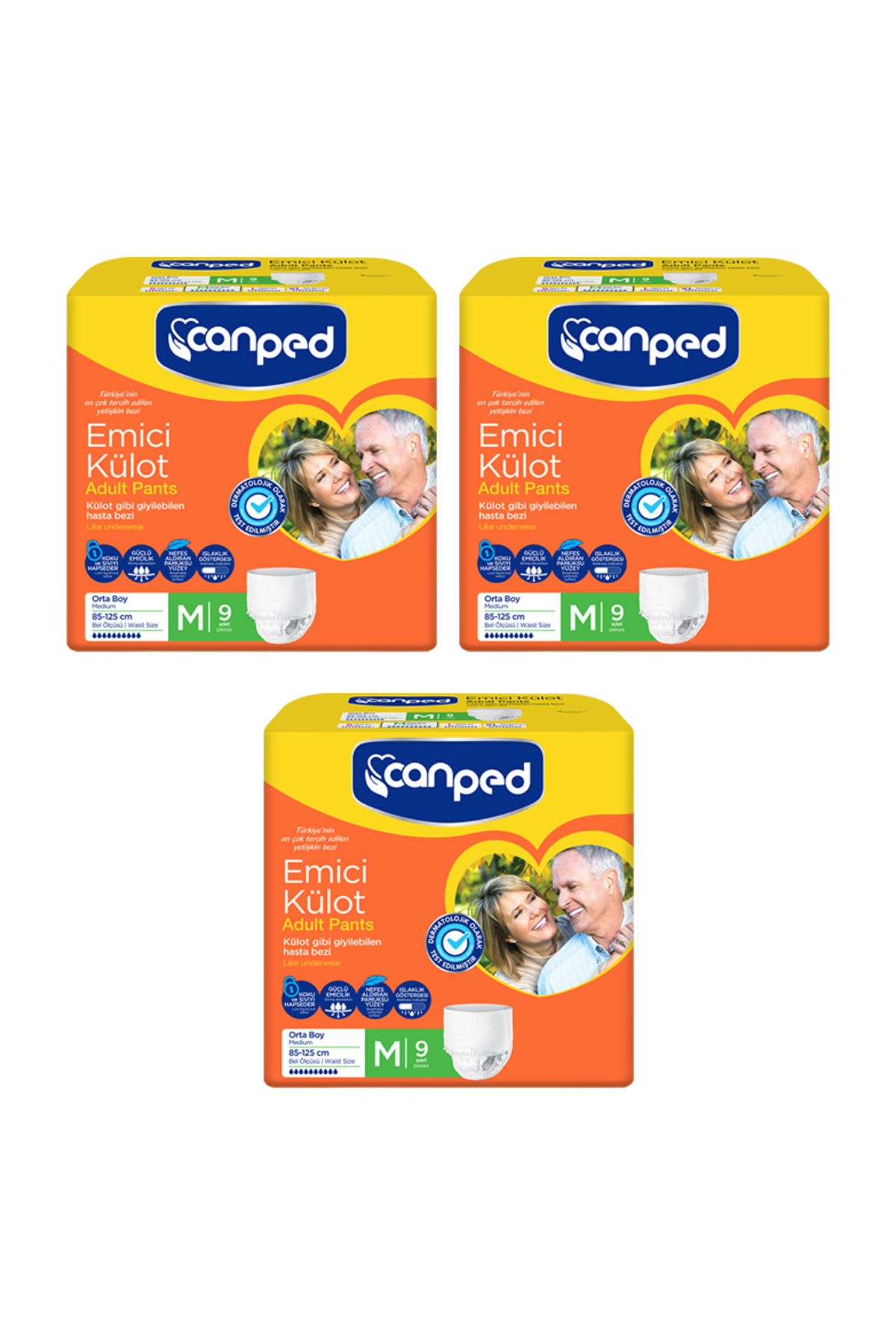 Canped Lohusa Hamile ve Emici Külot M (Orta) Boy Beden Ölçüsü 85-125 cm 3 Paket 27 Adet