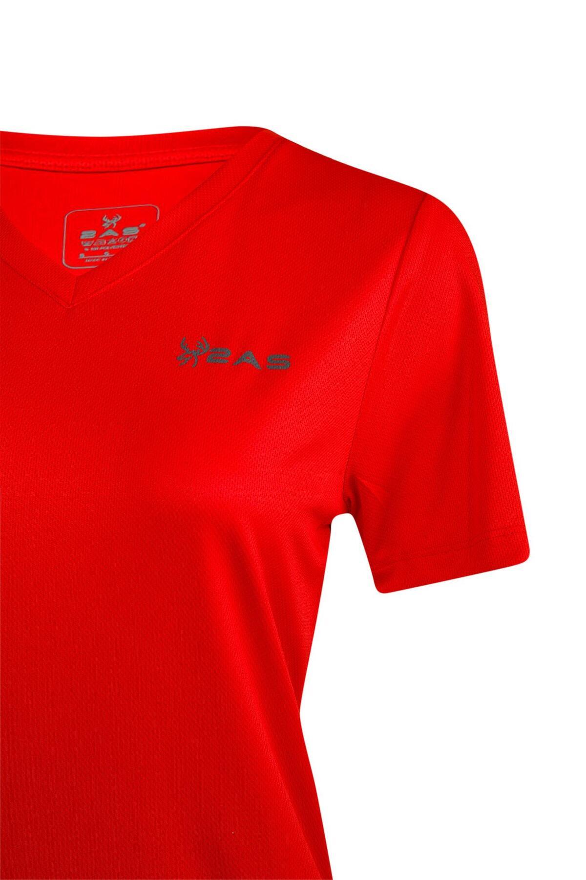 2AS-Red Freda V-Neck Women's T-Shirt 3