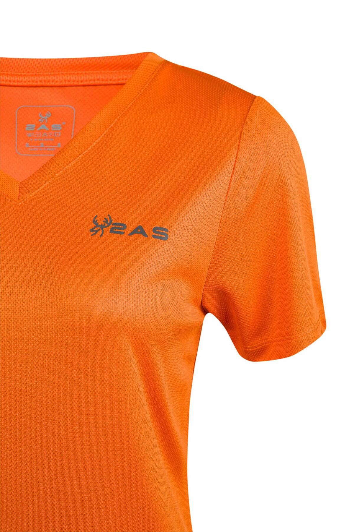 2AS-Orange Freda V-Neck Women's T-Shirt 3