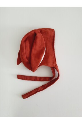 Atölye Hamarat Çift katlı Muslin Kumaş Bonet Tavşan Kulaklı şapka %100 Organi...