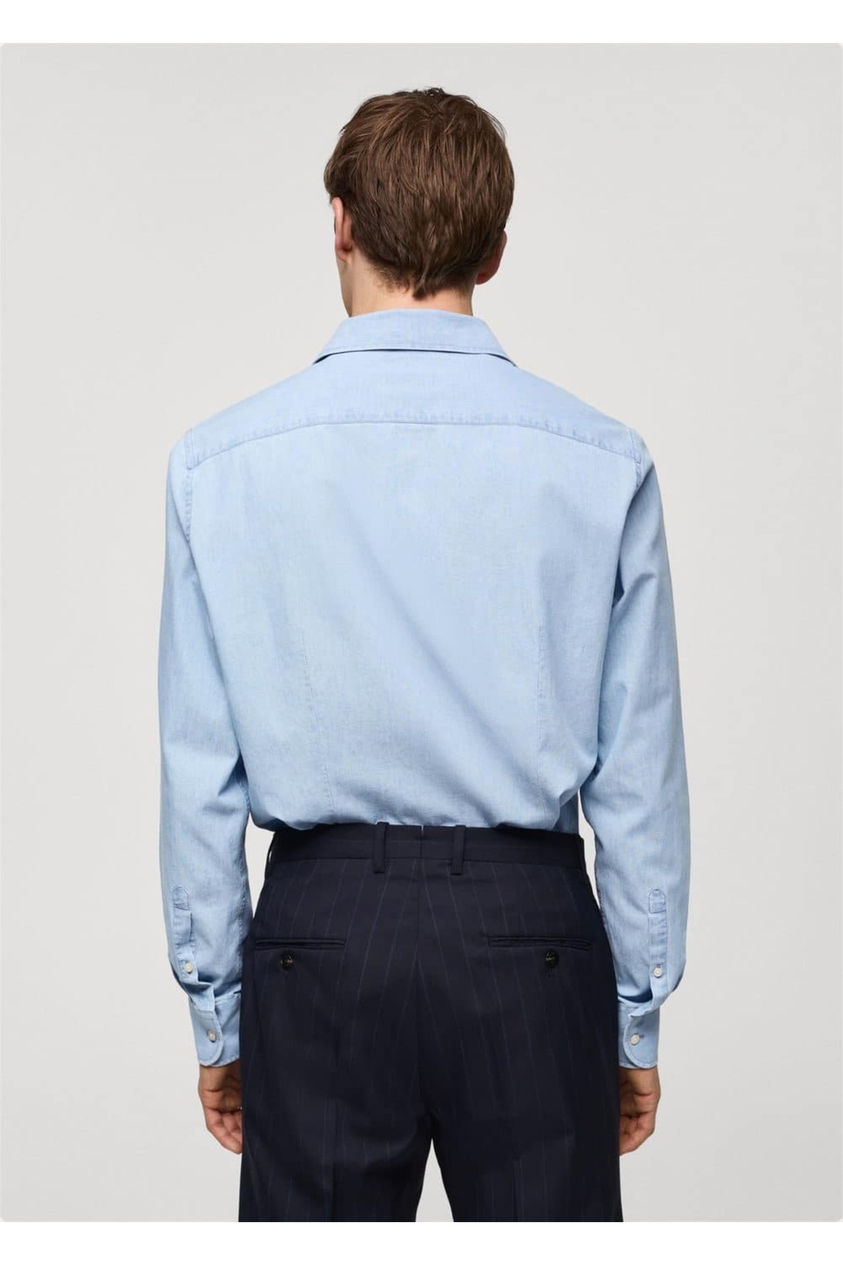 پیراهن مردانه آبی منگوMANGO Man | 67068267 اورجینال - تصویر 4