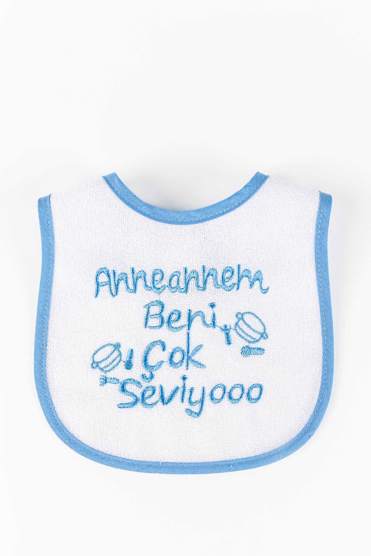 Babymod Anneannem Beni Çok Seviyo Yazılı Erkek Bebek Su Geçirmez Mama Önlüğü
