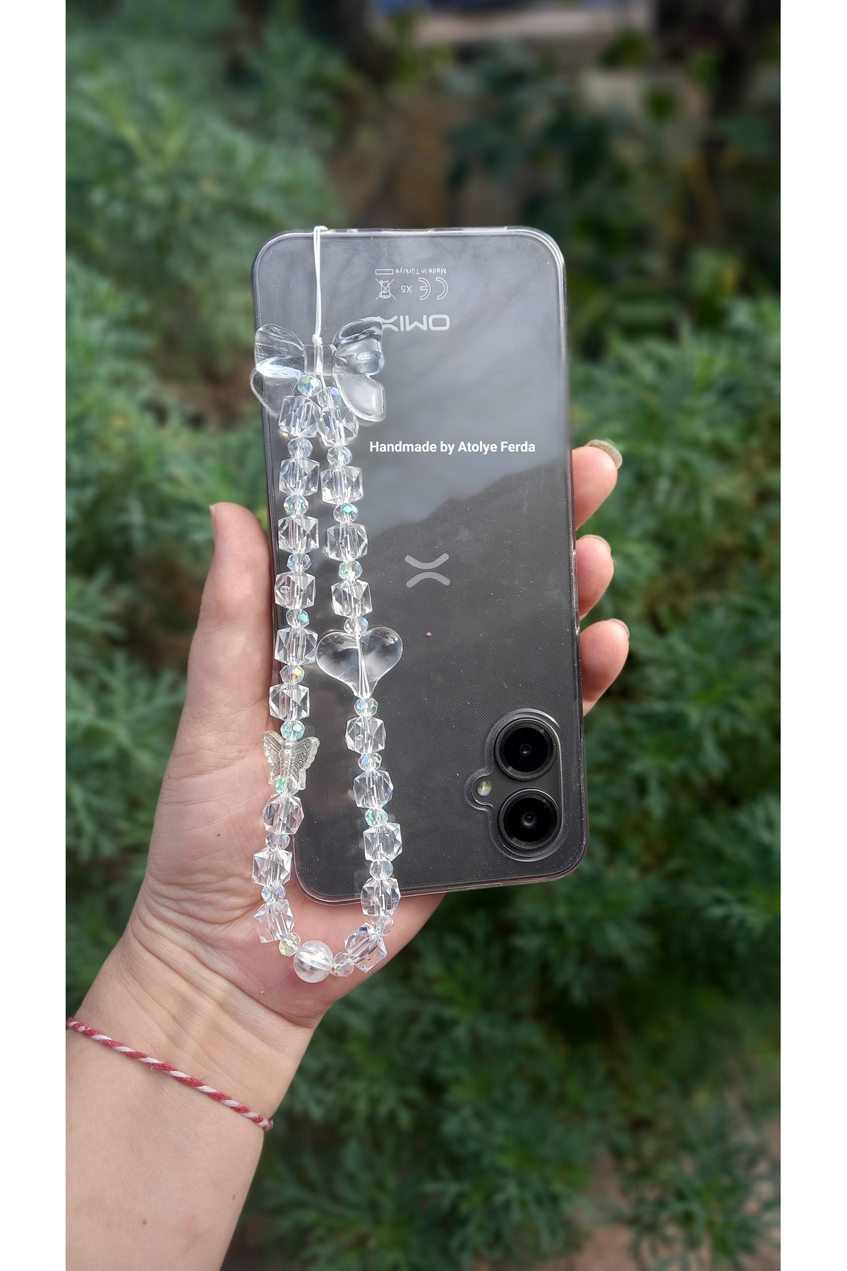 Transparent Heart And Bow Shaped Phone Charm Phone Ornament