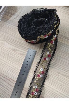 Siyah Nakış Dekoratif Şerit Tekstil Aksesuarı 5.5 Metre dyndkr22202u393994