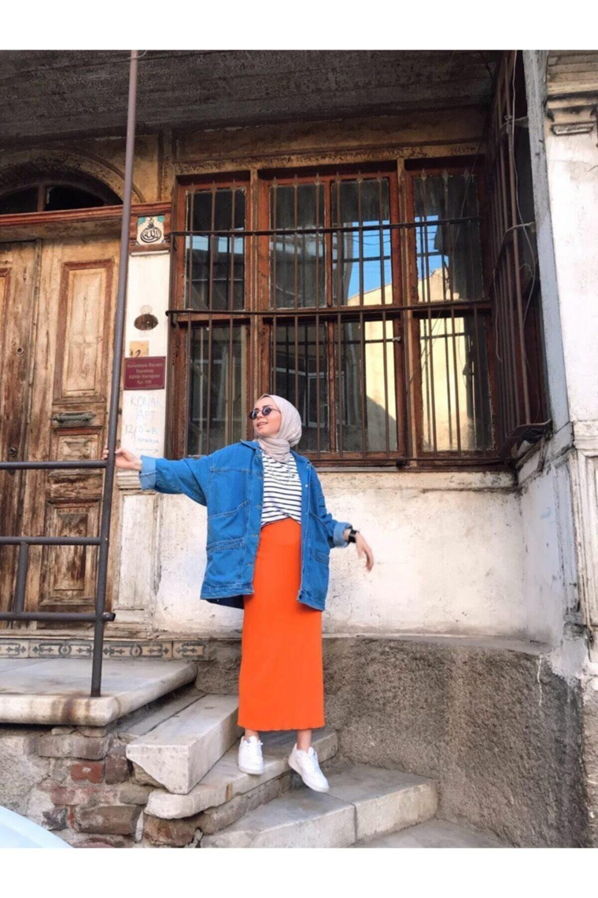 Kadın Mavi Wintage Oversize Kot Ceket Lrx1125