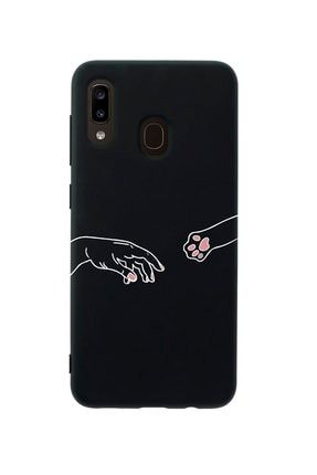Samsung A20 Hand And Paw Premium Silikonlu Siyah Telefon Kılıfı MCSAMA20LHNDPW