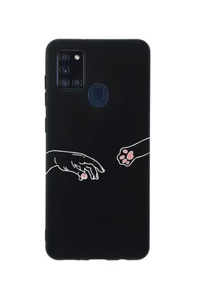 Samsung A21s Hand And Paw Premium Silikonlu Siyah Telefon Kılıfı MCSAMA21SLHNDPW