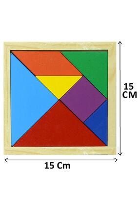Ahşap Tangram, 15x15 Cm, Eğitici, 7 Parçalı, Büyük Boy tangram