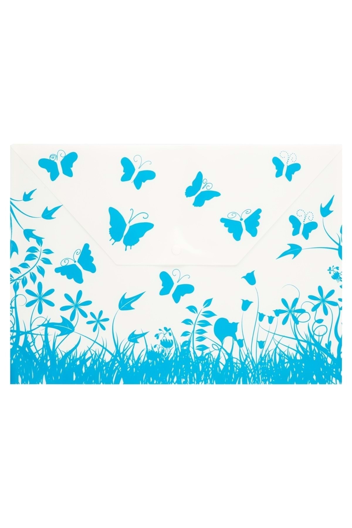 Bigpoint Çıtçıtlı Dosya Kelebek Desenli A4 (mavi)