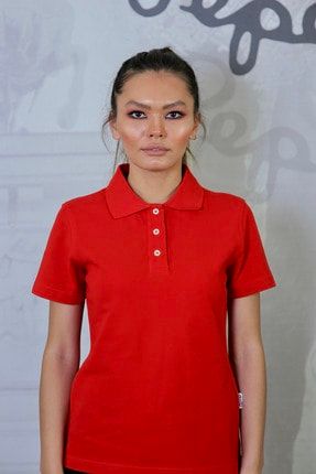 Kadın Kırmızı Polo Yaka Regular Fit Normal Kesim Düz T- Shirt CLMNT4327650012