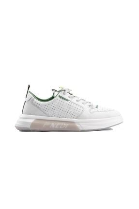 Beyaz Yeşil Hakiki Deri Comfort Taban Sneaker Ayakkabı 20YTMWE0-11241_BEYAZ-YESIL