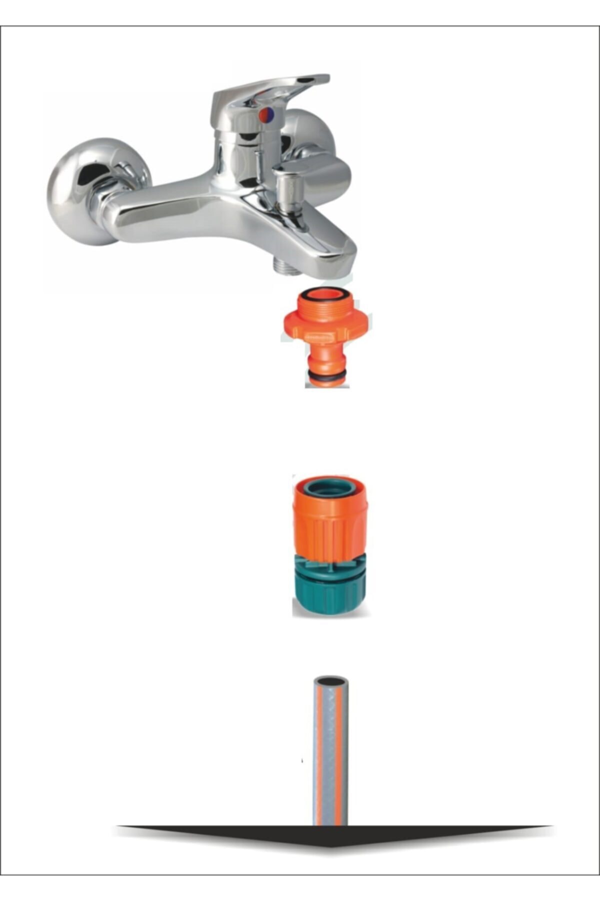 Banyo Otomatik Batarya Bağlantısı Erkek + Otomatik Bağlantı 1/2''