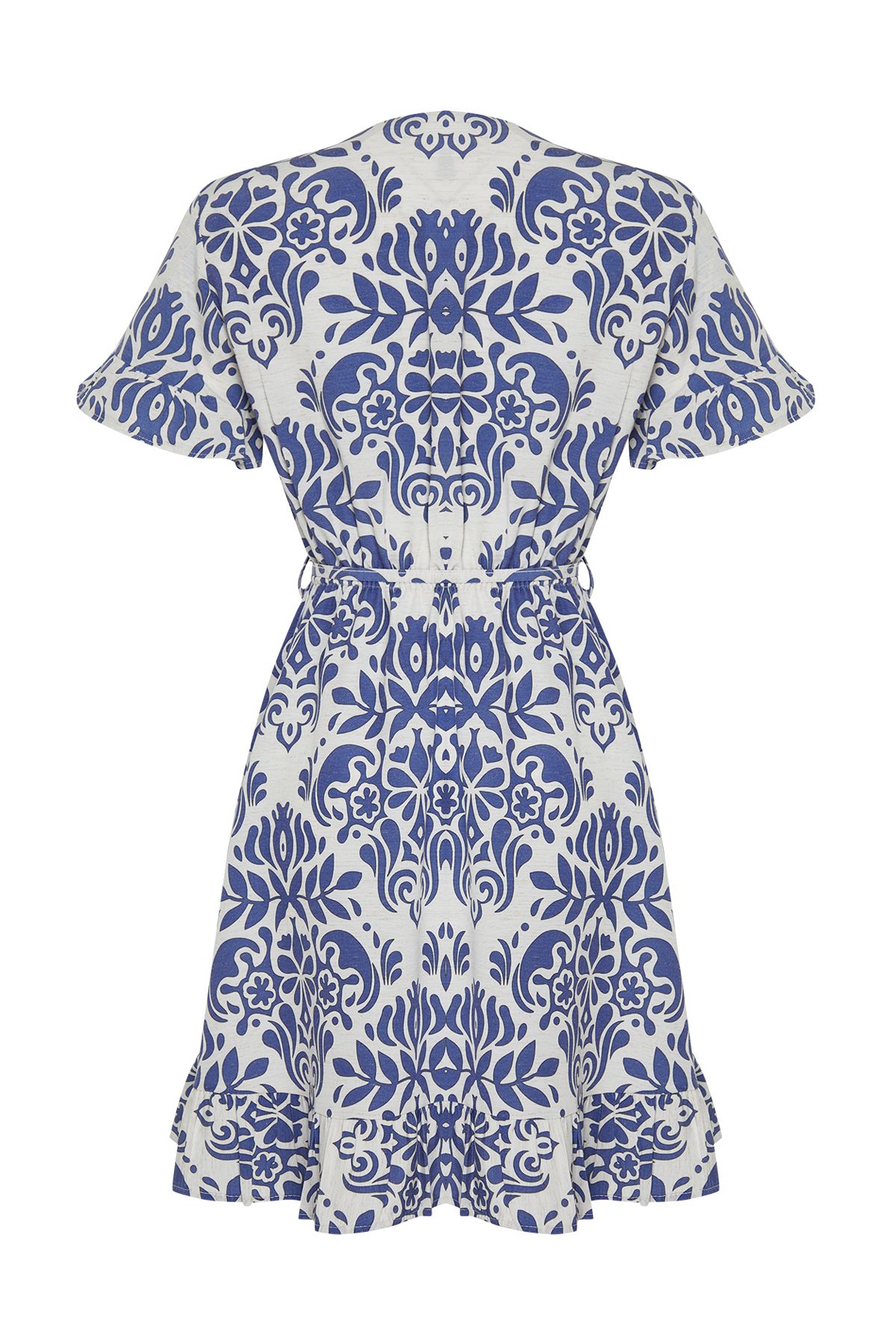 Trendyol Collection-Ecrufarbenes, gewebtes Minikleid mit Rock und Taillenöffnung im ethnischen Muster TWOSS24EL00760 12