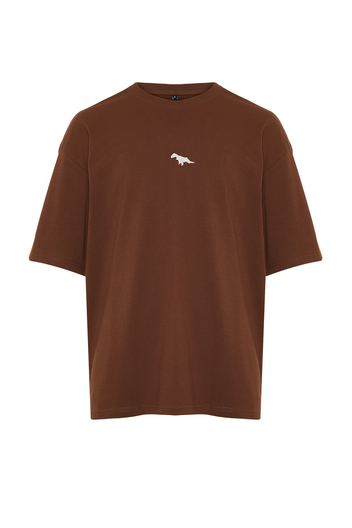 Trendyol Collection-Vyšívané hnědé oversize tričko s dinosaurem – TMNSS23TS00243 7