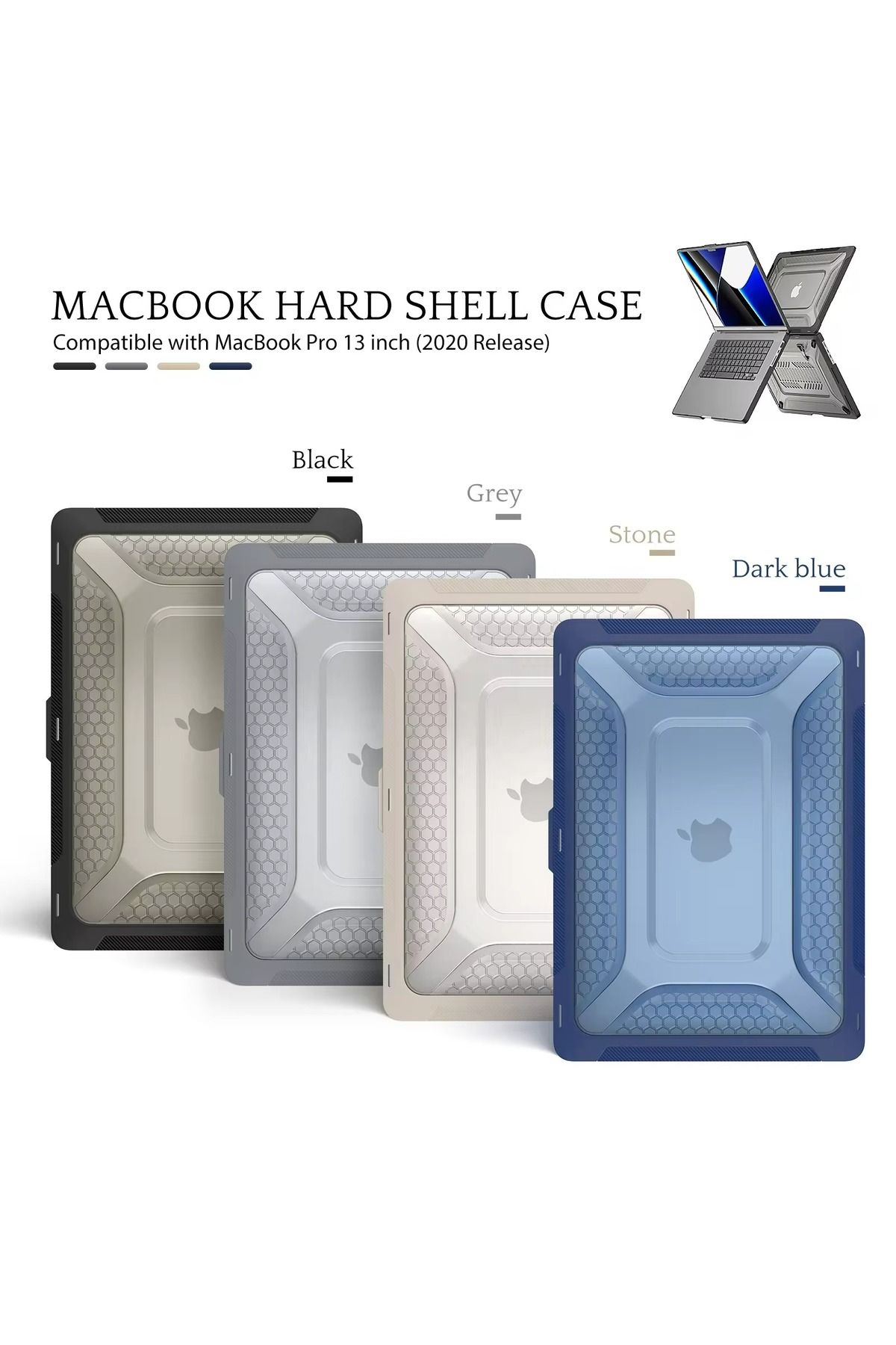 redmud teknoloji-Apple MacBook Air 13.6'' M3 2024 A3113 Serial Compatible with Stand Armor Feature Protected Macbook Case 4