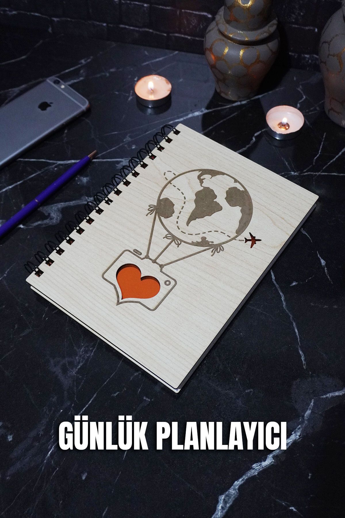 markcat Caiet De Planificare Din Lemn Cu Design Cu Baloane A5 - Agenda Nedatată (planificator Fără Timp) - One Size