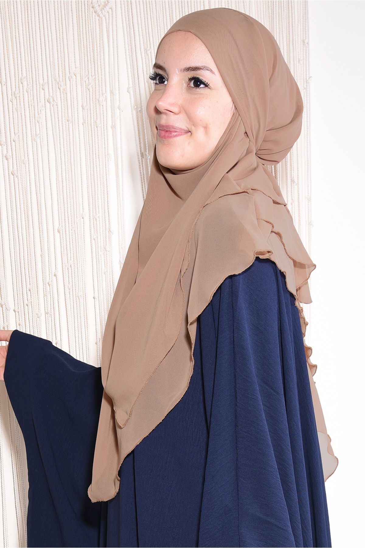Ns nowascarf-Sufle Khimar Hijab Medium Size Shawl Taba with Veil 2