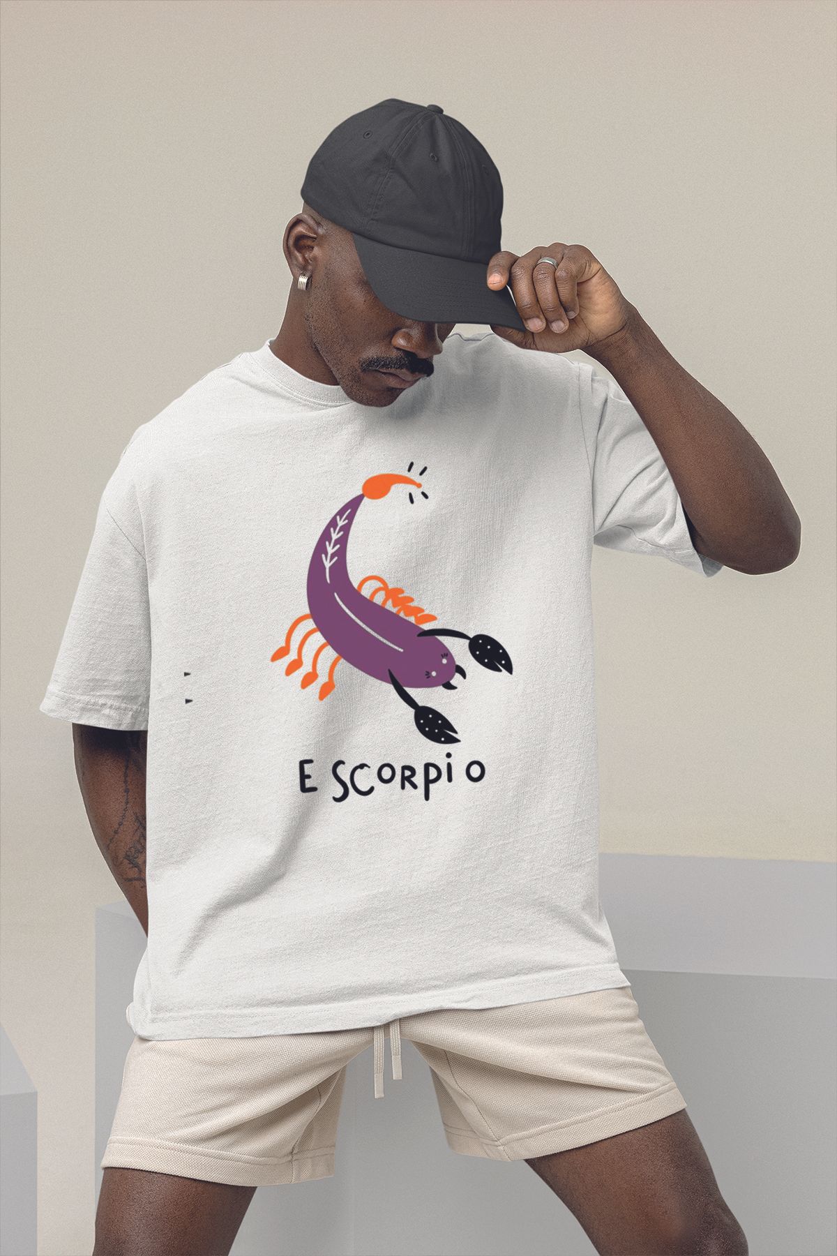 Serbella-TREND Tricou unisex oversize cu imprimeu Scorpion -065781-81347 1