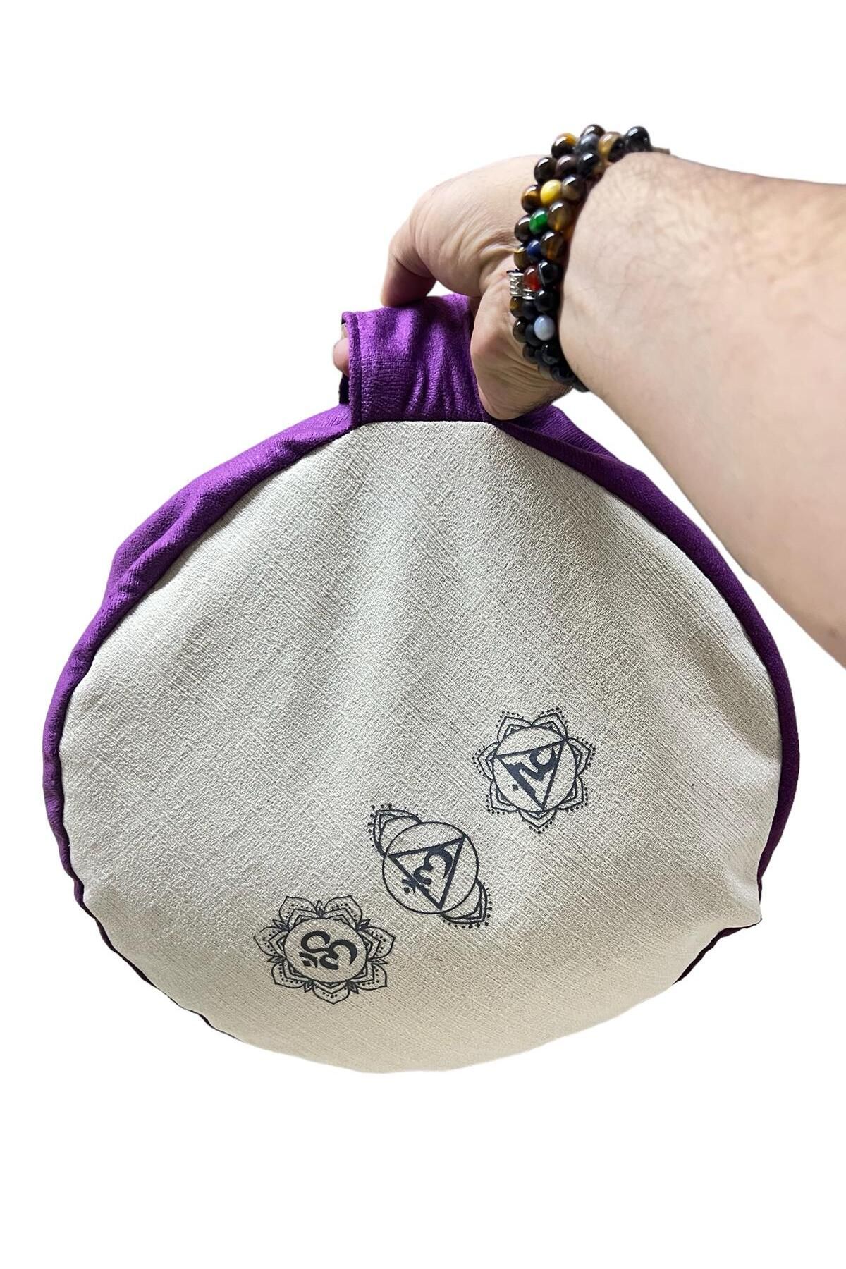 مت یوگا بنفش کوسن مدیتیشن Zafu با پوسته ارگانیک 100 ٪ پارچه خام طبیعی REMEGE