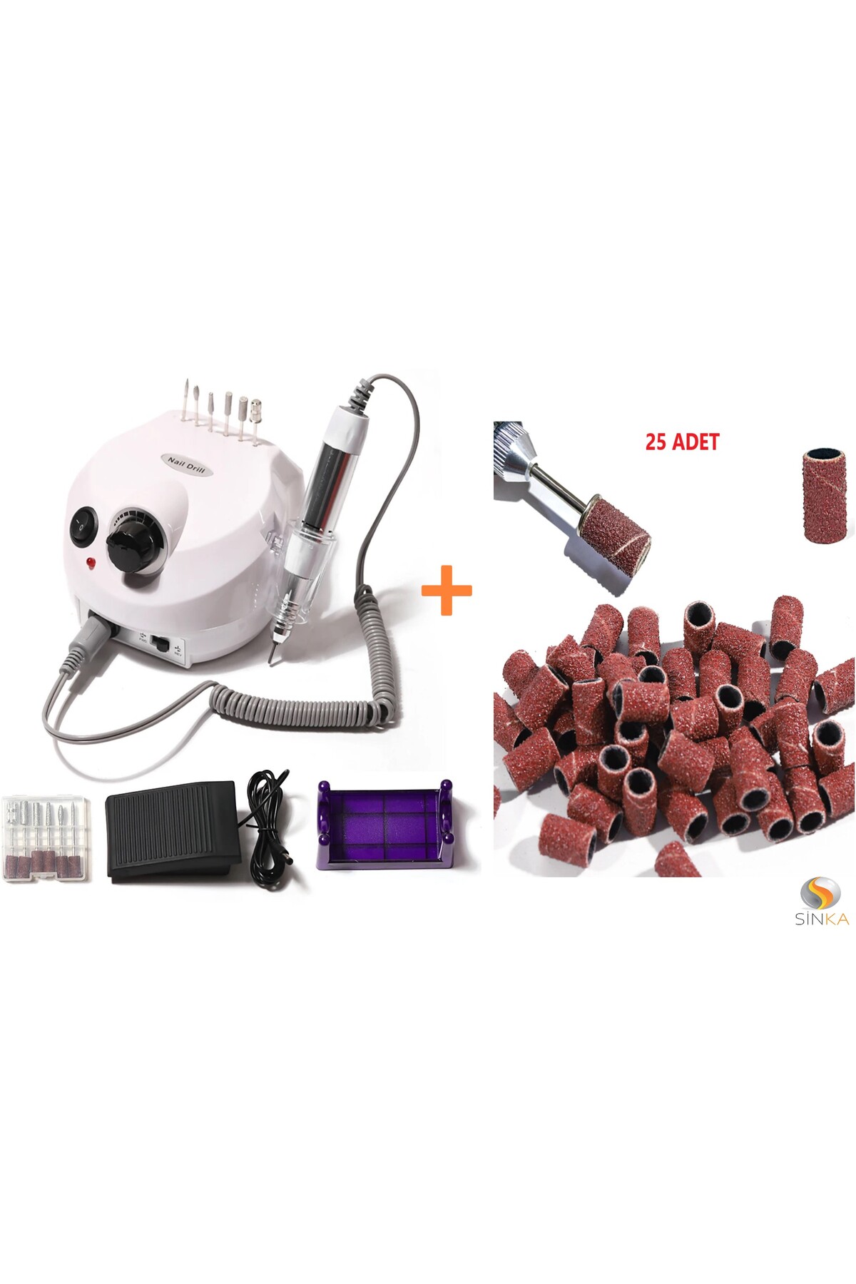 SİNKA Elektrikli Profesyonel Freze Cihaz Törpü Makinesi + 25 ADET MİNİ ZIMPARA
