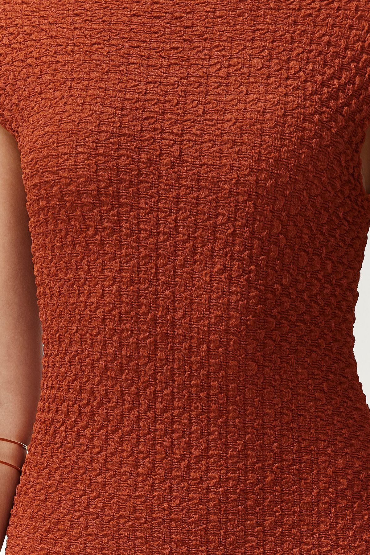 Trendyol Collection-Țesătură cu țesătură din gresie, cu mânecă lunară, elastică, tricotată, rochie midi creion TWOSS24EL00103 4