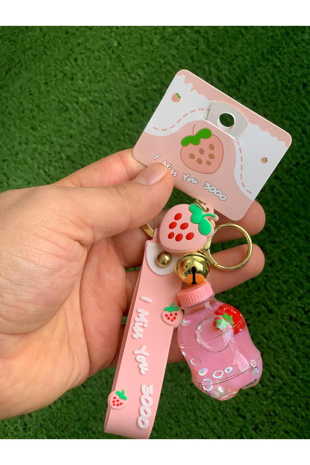 Meyra Accessories Sevimli Içi Sulu Çilekli Çanta Araba Anahtarlık Süsü Hediyelik Kaliteli Sevimli Anahtarlık fotoğrafı 5 (önizleme)