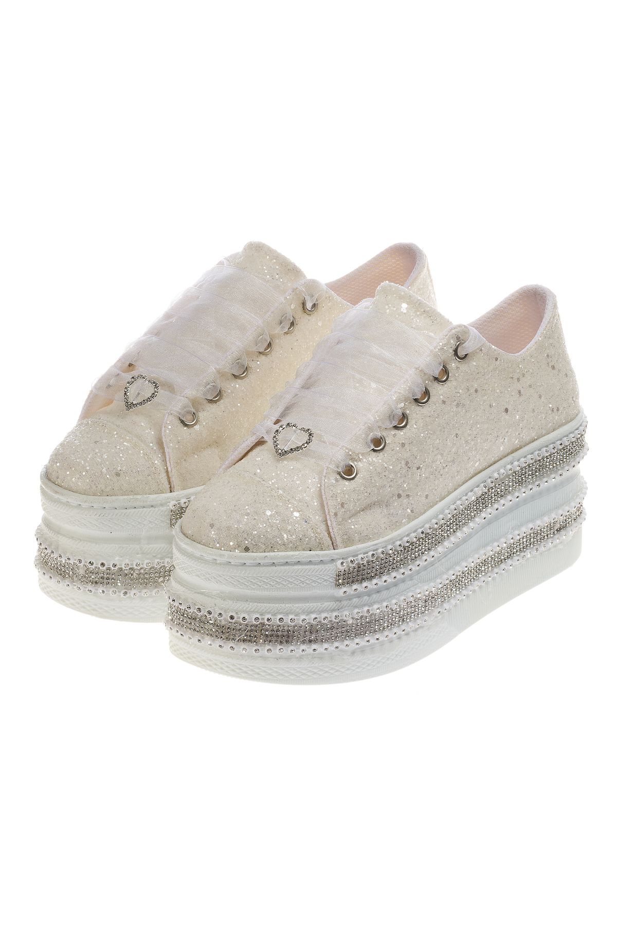 Ayakkabı Tutkusu Stilo Pantofi Plati Cu Platforma Ivory Sparkle 7cm Pentru Mirese Femeie - 41