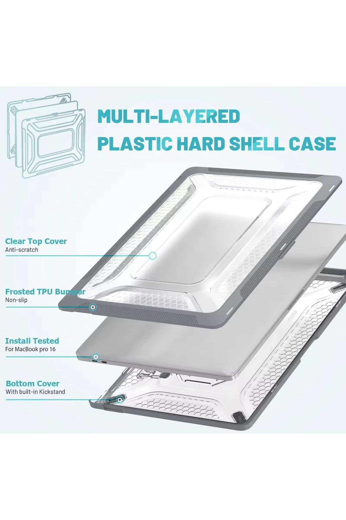 redmud teknoloji-Apple MacBook Air 13.6'' M3 2024 A3113 Serial Compatible with Stand Armor Feature Protected Macbook Case 8