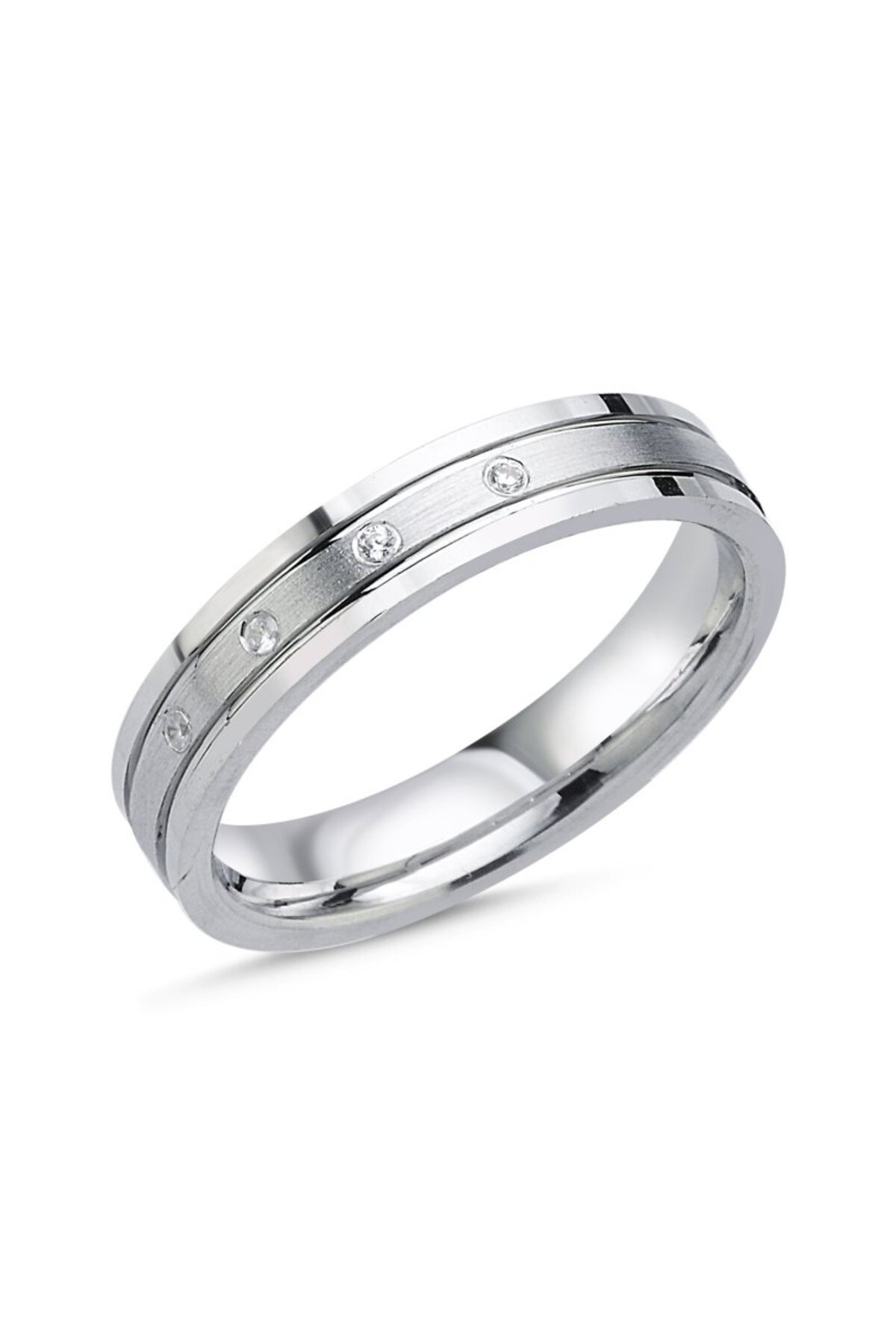 Damen-Ehering aus 925er-Sterlingsilber mit 4-mm-Brosche für Versprechen und Verlobung, Modell Zirkonstein - Kovac