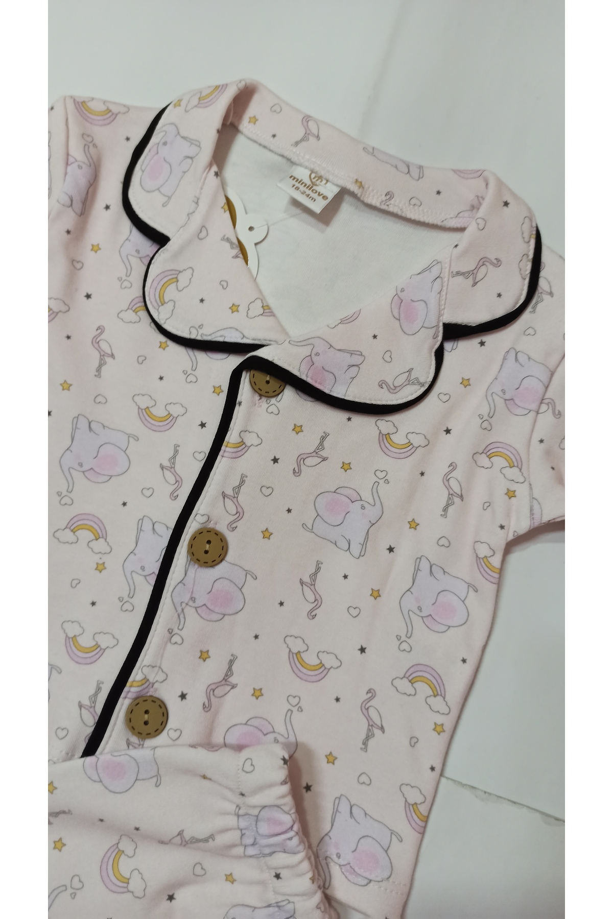 minilovebaby Yuvarlak yakalı biyeli bebek pijama takımı fotoğrafı 2 (önizleme)