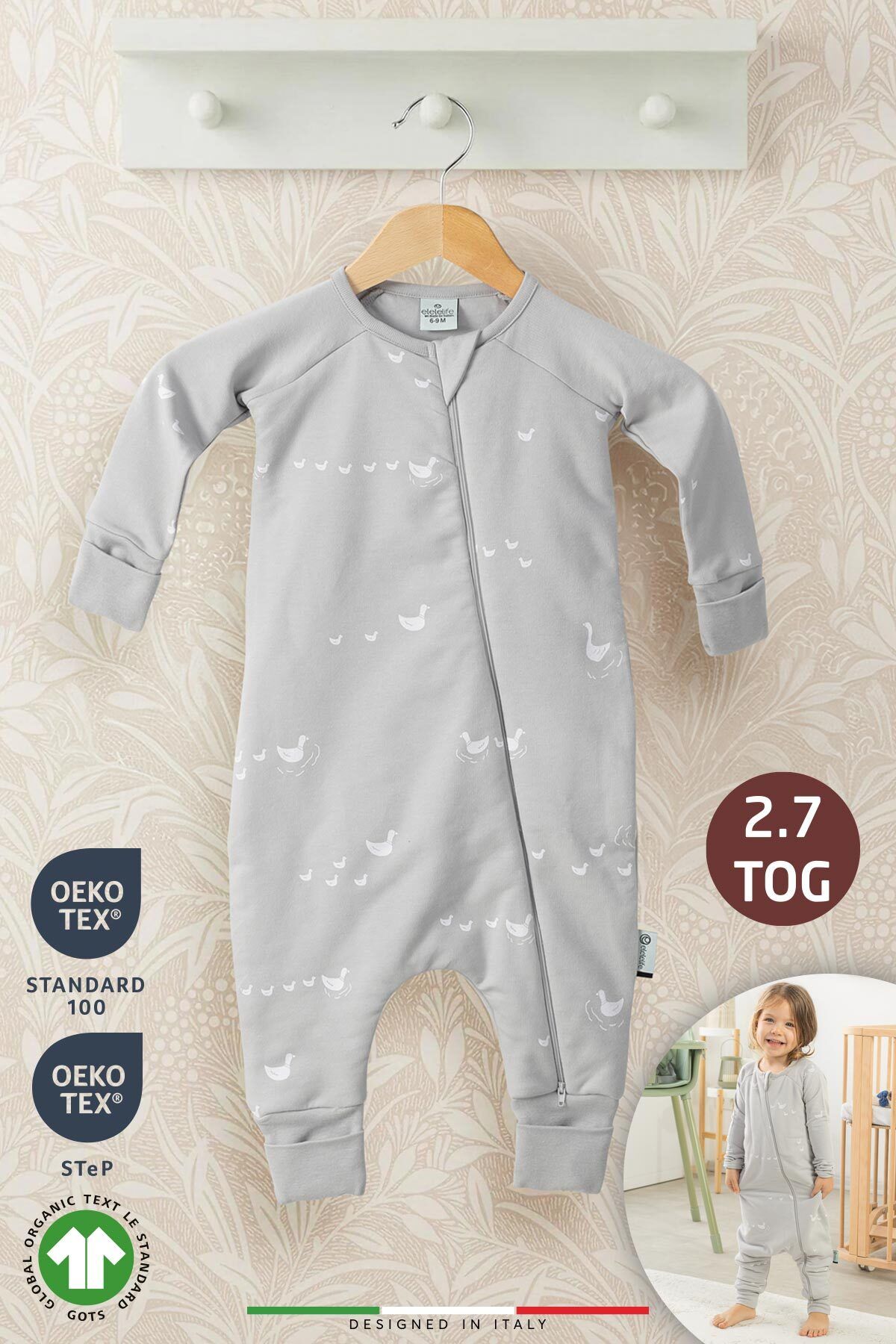 Elele EleleLife Мягкий детский спальный мешок 2,7 Tog Grey Pato TYC6139078C278AE41