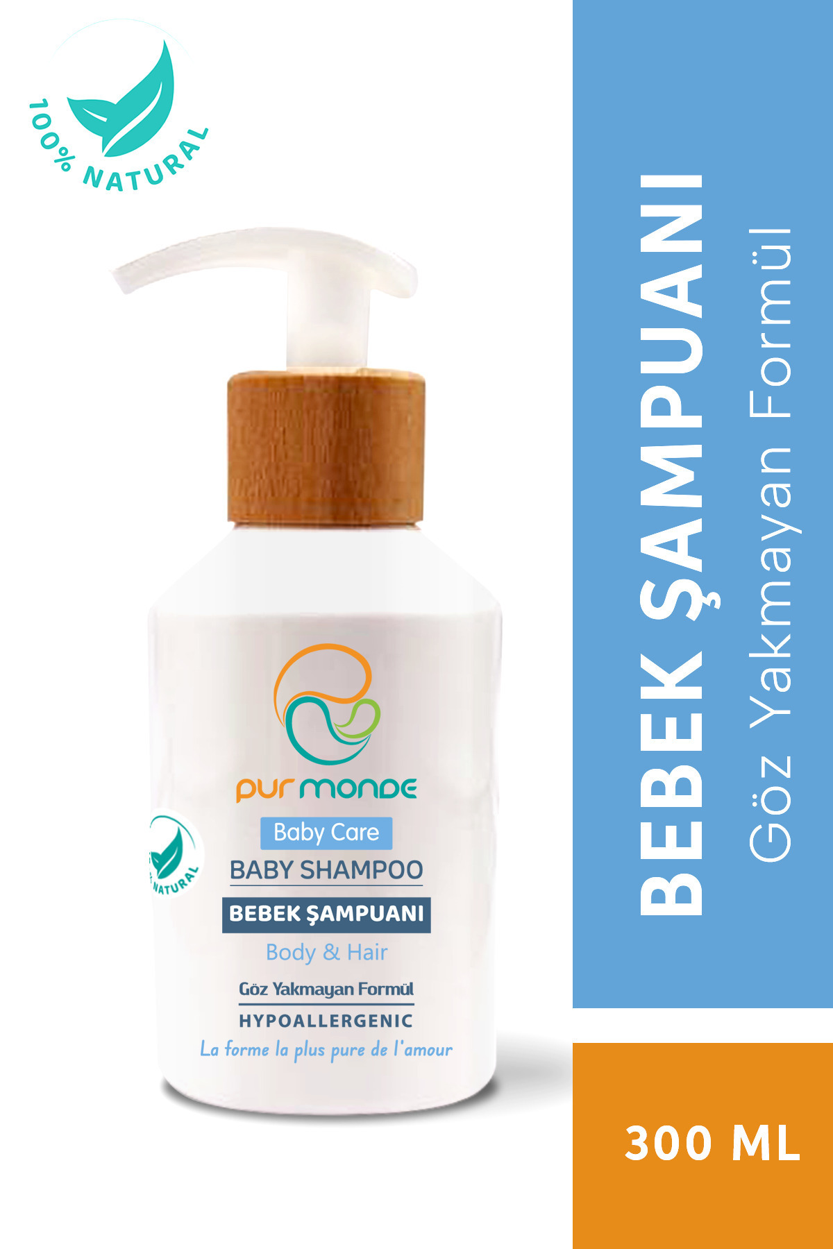 Pur Monde Doğal Bebek Saç ve Vücut Şampuanı 300ML Göz Yakmayan Formül fotoğrafı 2 (önizleme)