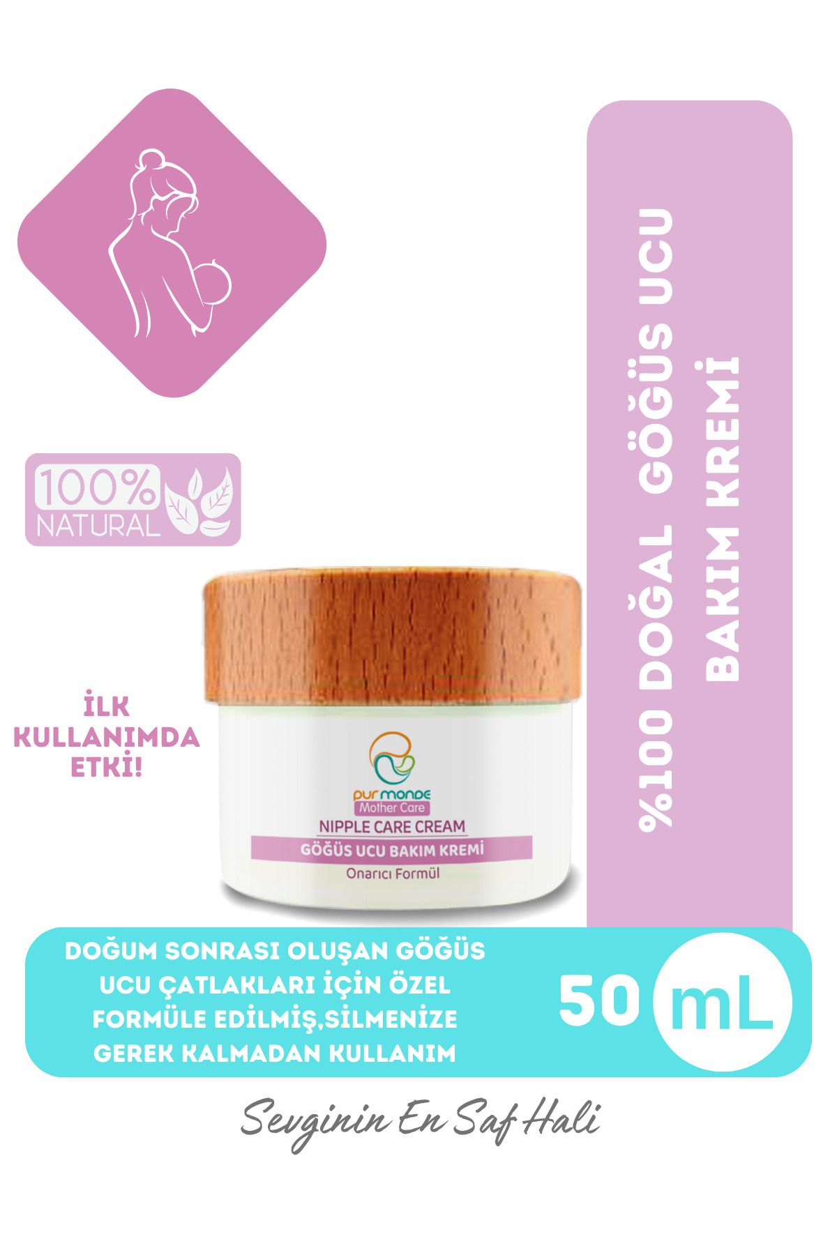 Pur Monde Doğal Göğüs Ucu Çatlak Ve Bakım Kremi 50ml