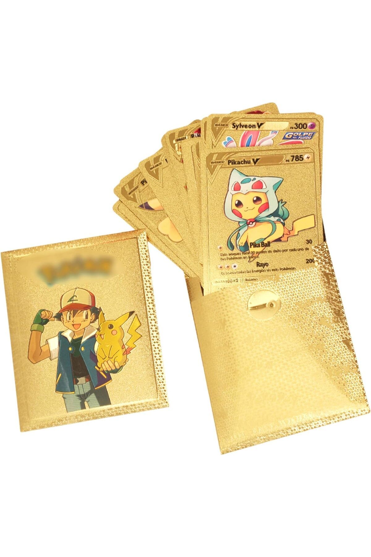 Pokemon Vmax Gold Card Tcg Dx Gx Altın Esnek Oyuncu & Koleksiyon Pokemon Kartı 10 Adet Cep Paket