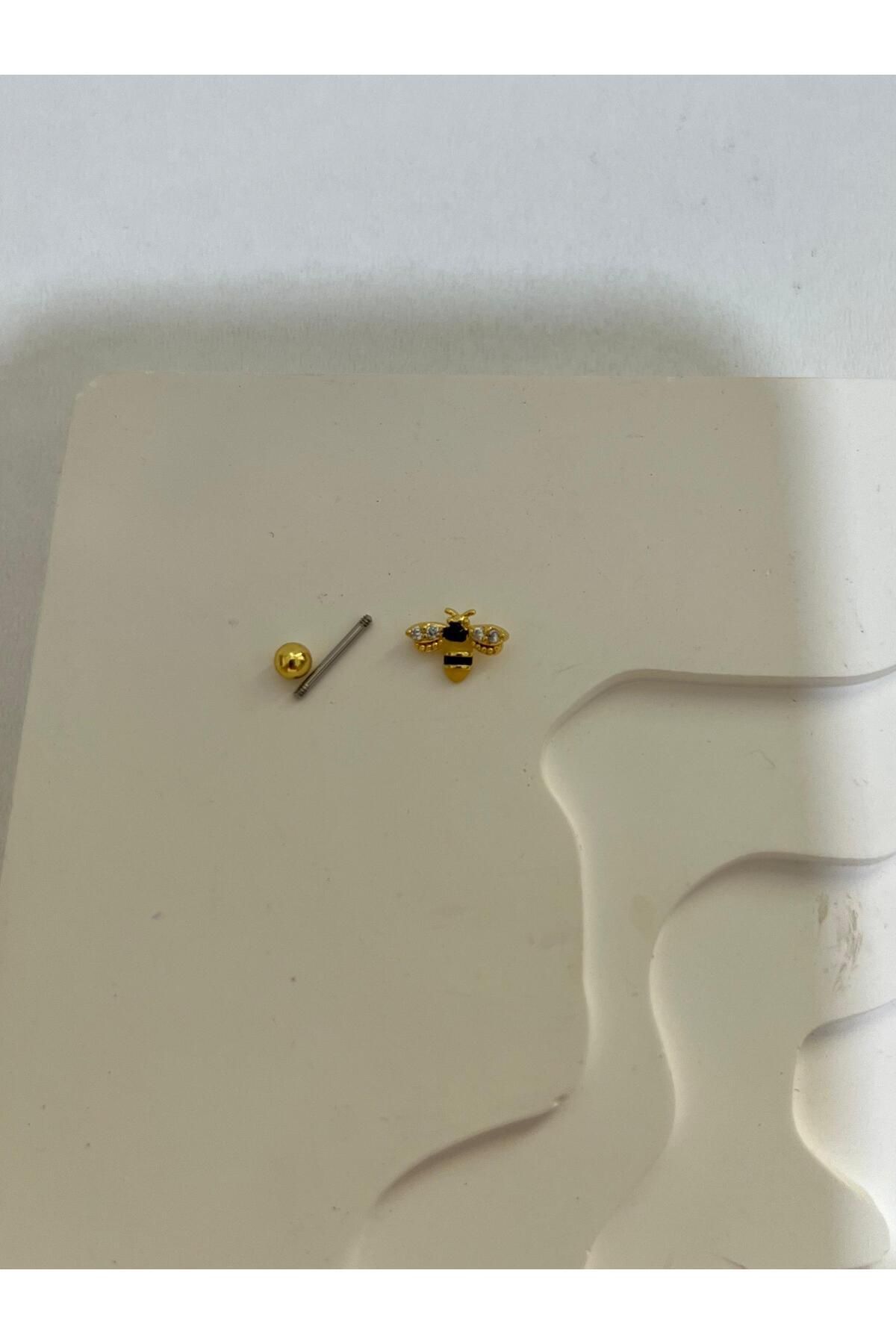 cerrahi çelik arı tragus helix kıkırdak kulak memesi uyumlu piercing küpe  (1 adet )