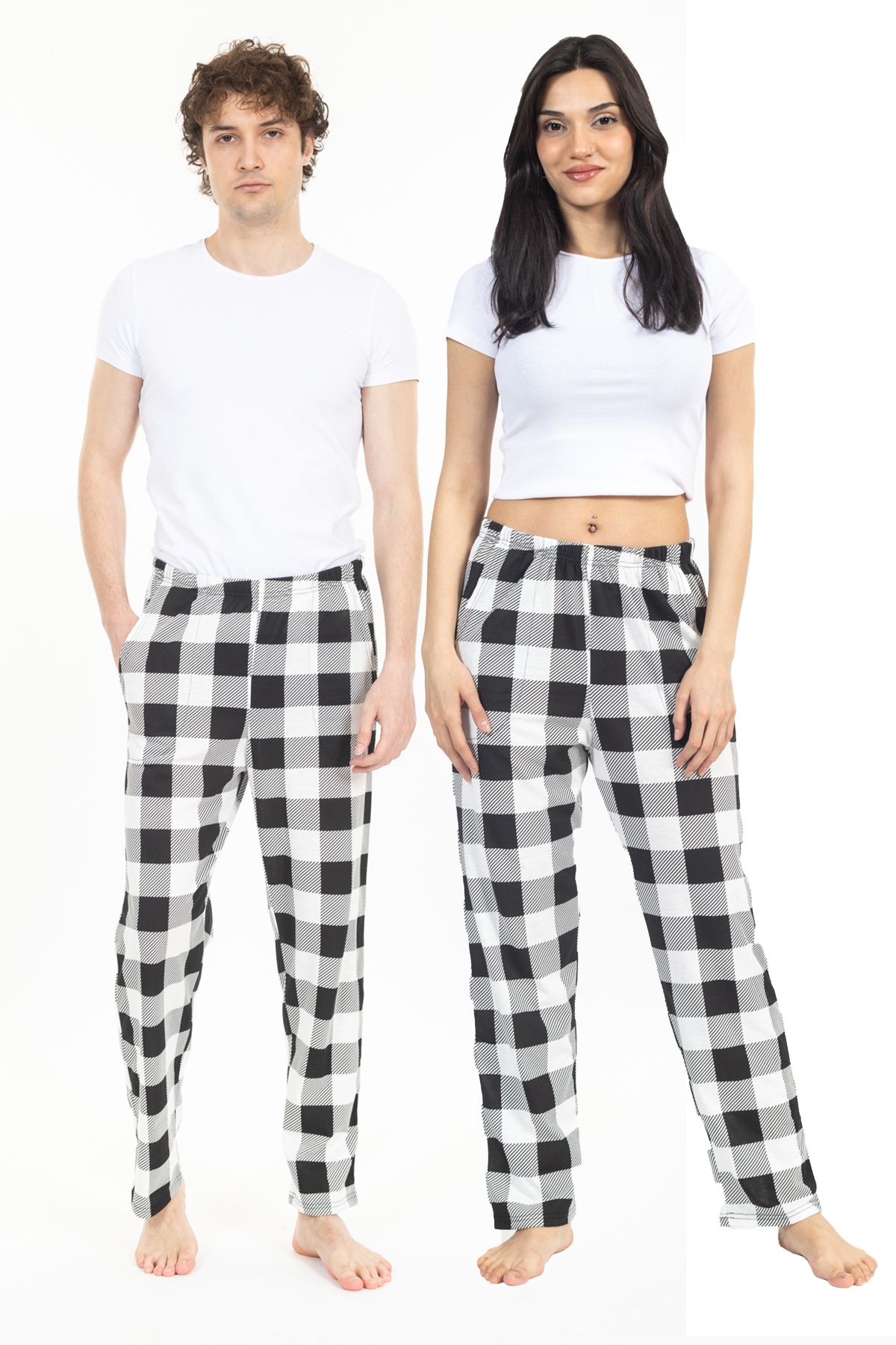 TAMPAP-Men's Women's Plaid Sweatpants Checked Bottom 1