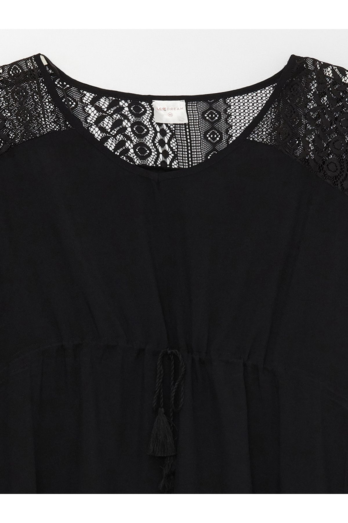 LC Waikiki-Besticktes Strandkleid mit V-Ausschnitt und kurzen Ärmeln für Damen 8