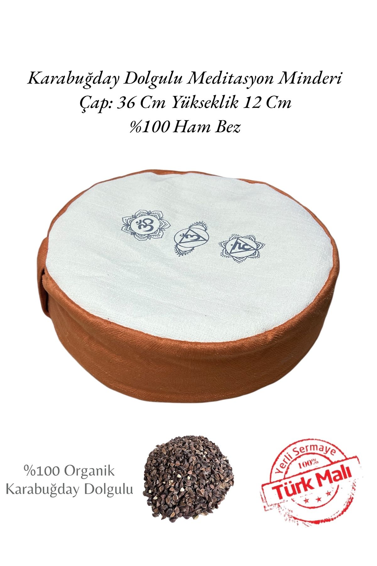 مت یوگا نارنجی کوسن مدیتیشن Zafu پر کردن گندم سیاه 100 ٪ پارچه خام طبیعی REMEGE