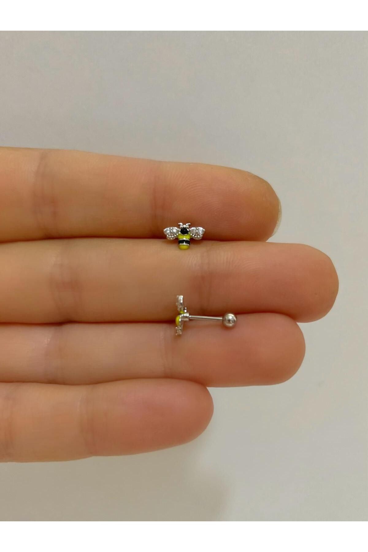 cerrahi çelik arı tragus helix kıkırdak kulak memesi uyumlu piercing küpe  (1 adet )