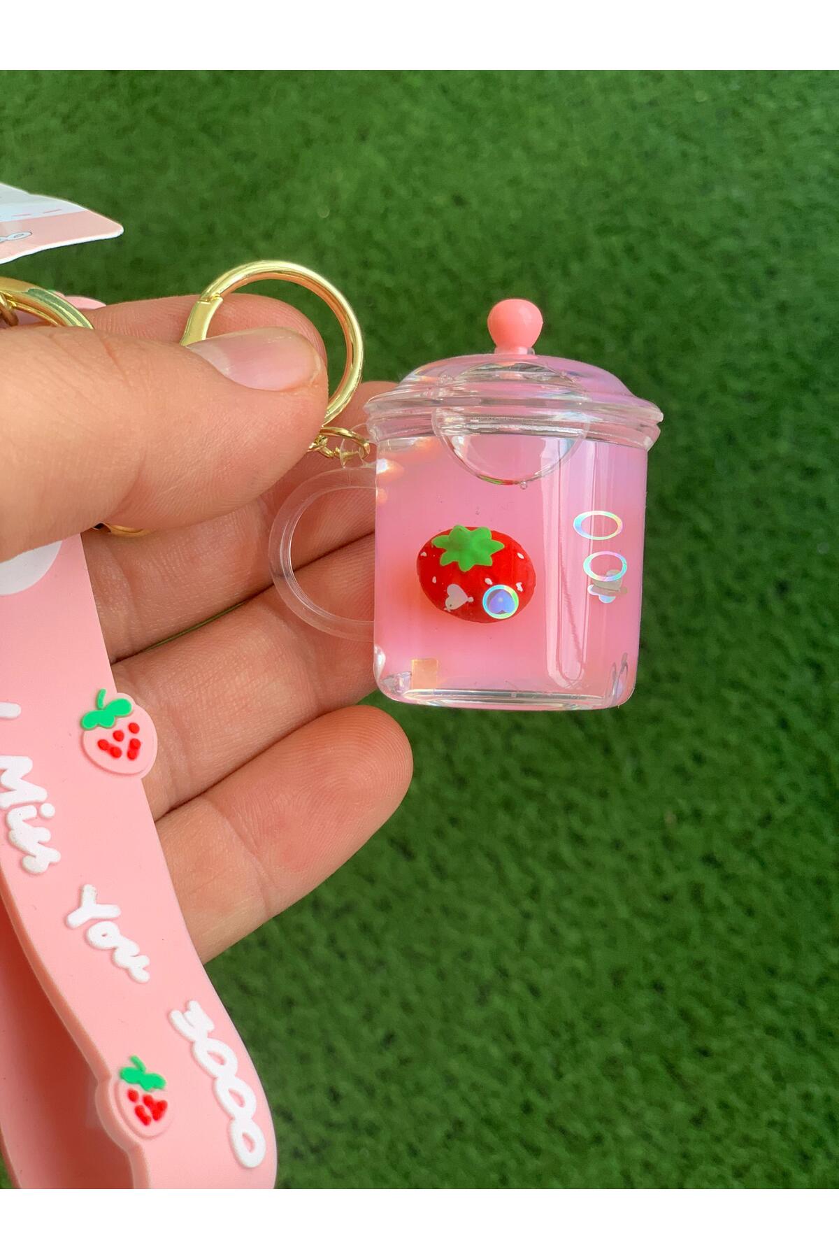 Meyra Accessories Sevimli Içi Sulu Çilekli Çanta Araba Anahtarlık Süsü Hediyelik Kaliteli Sevimli Anahtarlık fotoğrafı 3 (önizleme)