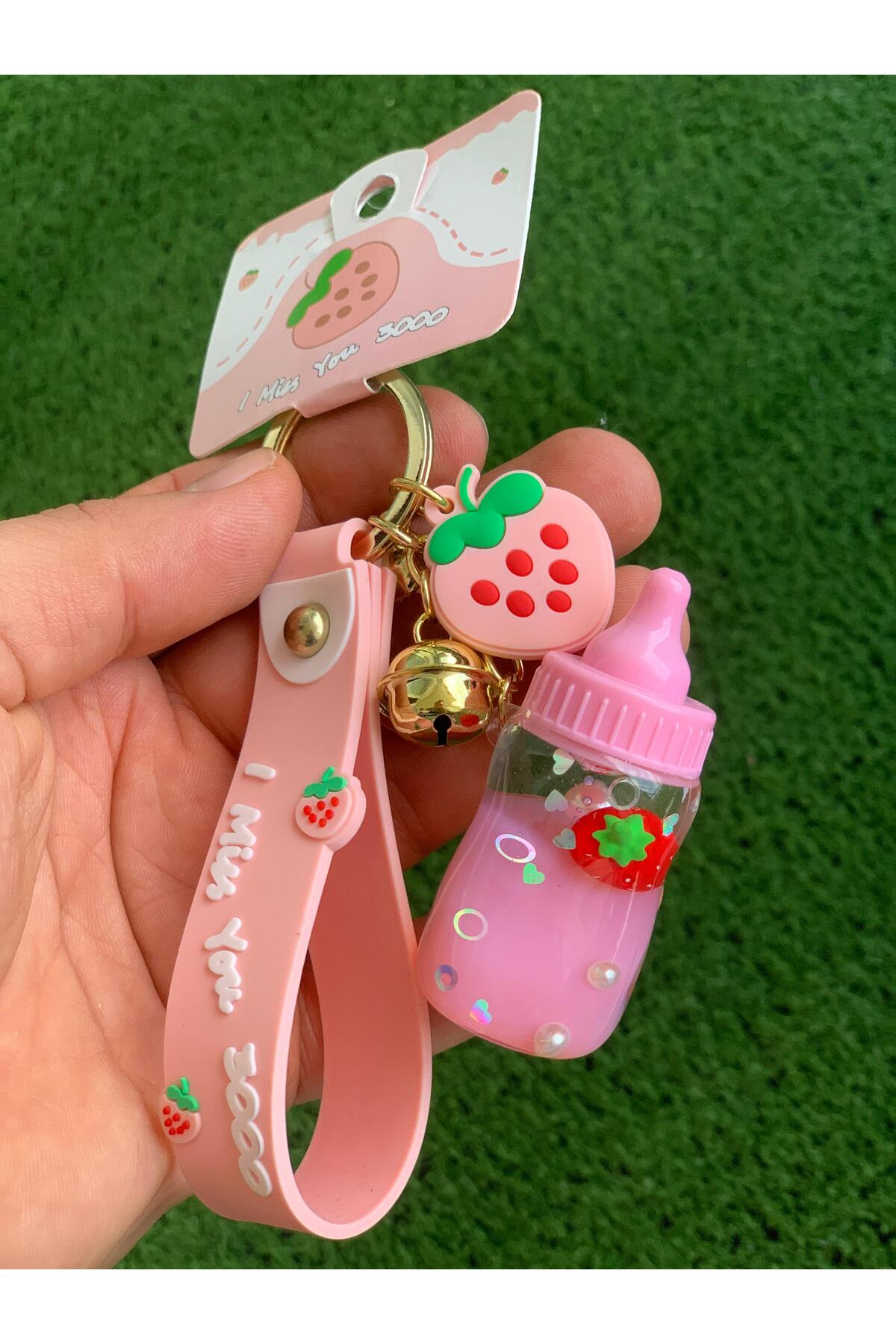 Meyra Accessories Sevimli Içi Sulu Çilekli Çanta Araba Anahtarlık Süsü Hediyelik Kaliteli Sevimli Anahtarlık fotoğrafı 2 (önizleme)