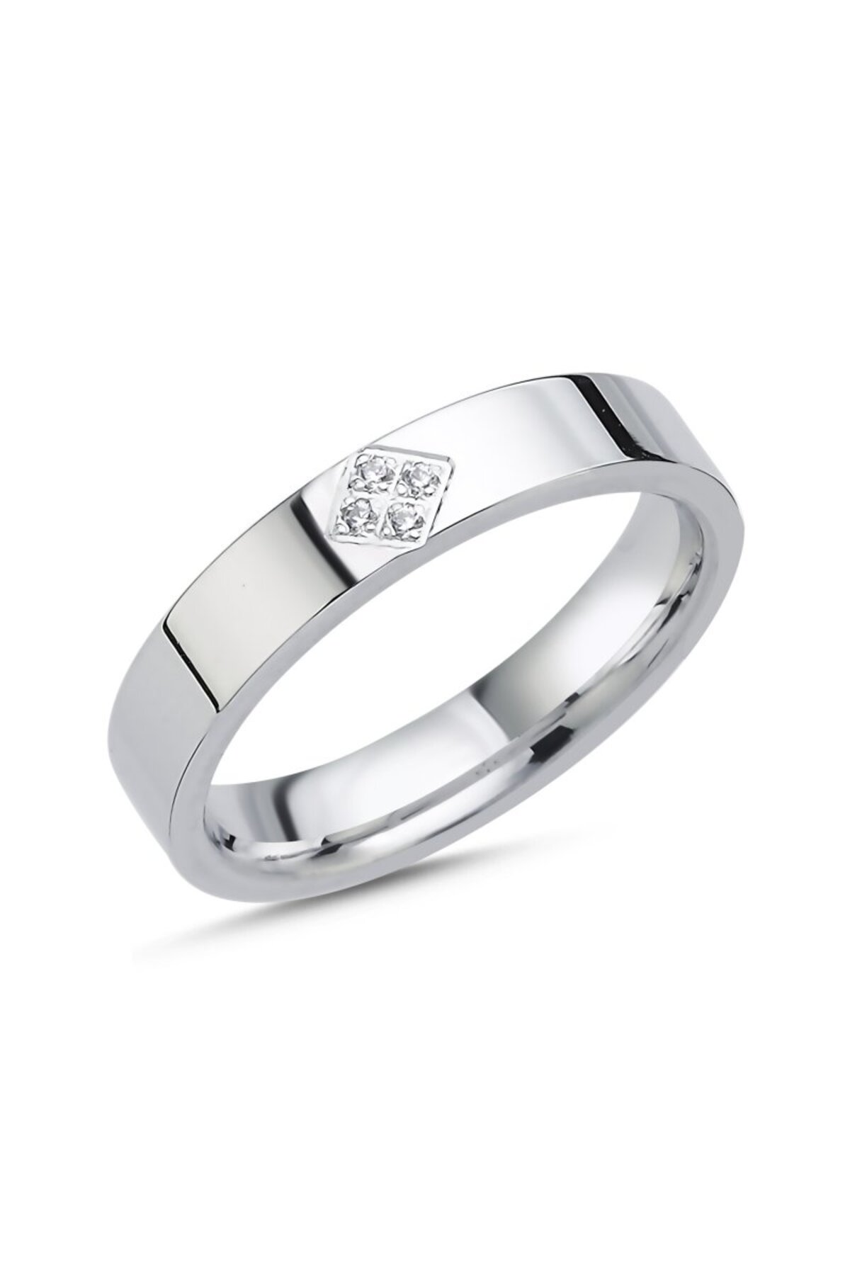 Damen-Ehering aus 925er-Sterlingsilber, schlicht, 4 mm, Modell „Promise & Engagement“ mit Zirkonstein - Kovac