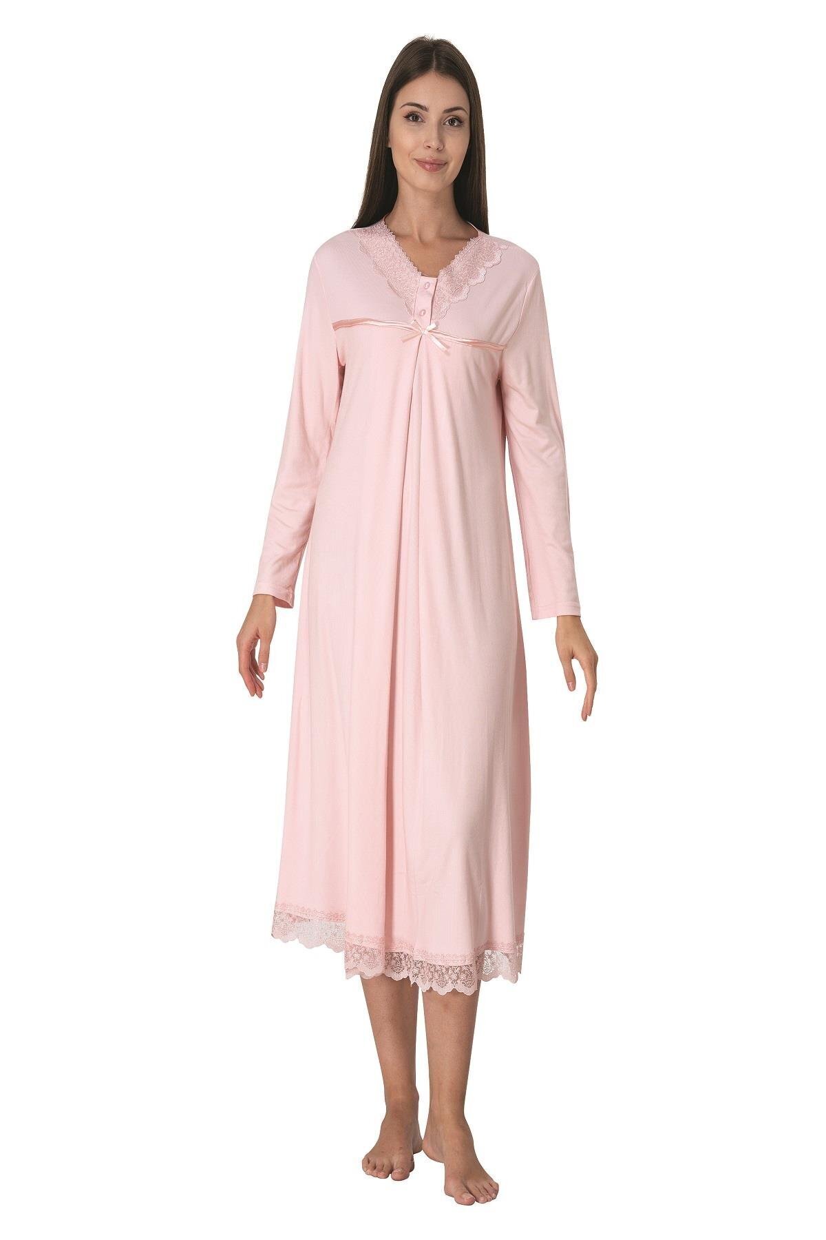 CT MODA Pink Lace Maternity and Nursery Dress and Nightgown Set Long