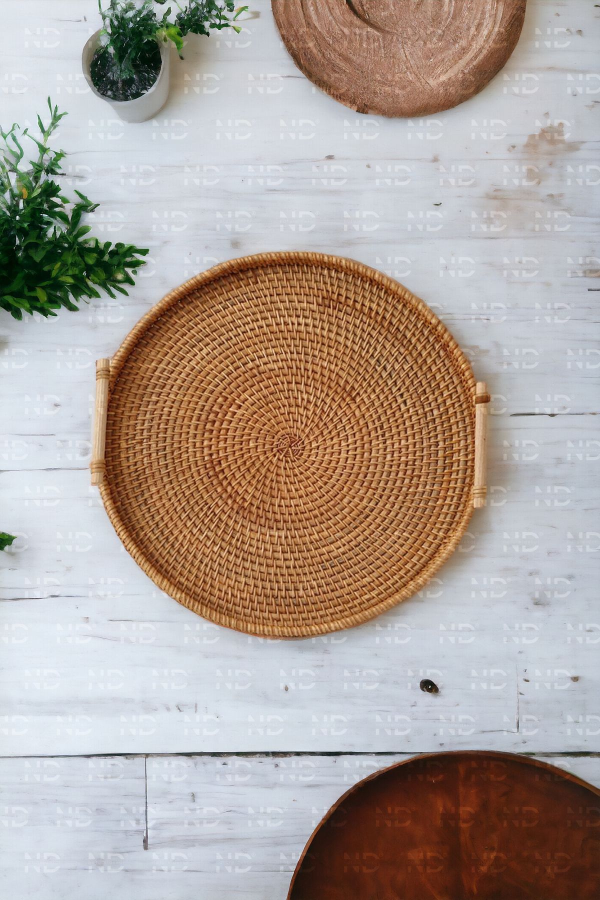 Naturel Home-Bohemian Rattan Wicker Tray with Handles 35, Scandinavian, Modern 4