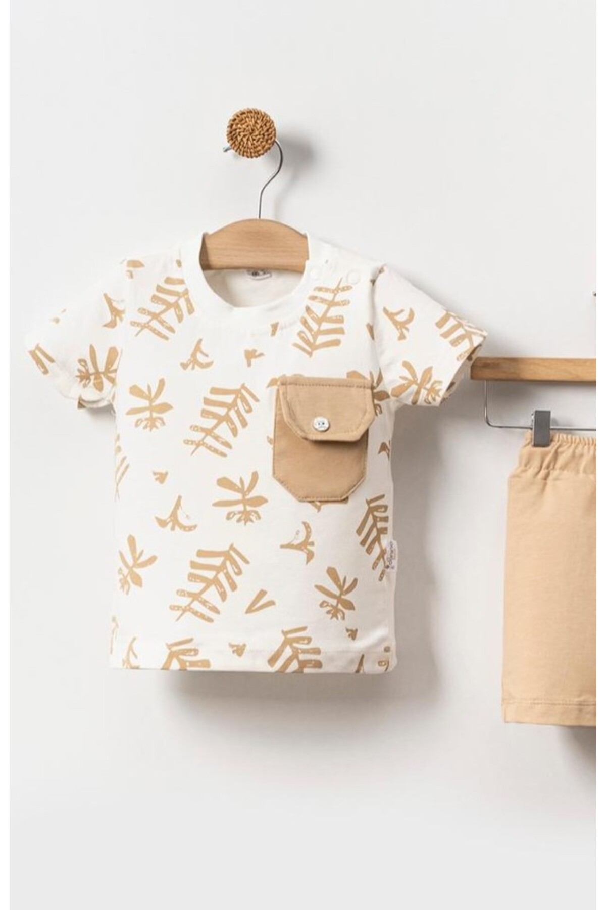 ZİMBOO ERKEK BEBEK AYLIK YAPRAK BASKILI ŞORTLU 2 Lİ TAKIM fotoğrafı 3 (önizleme)